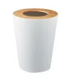 Yamazaki Home Trash Can - Two Styles, Steel + Wood, Round, 1.85 Gallons, 7 Liters, Conceals Trash Liners, Lid, No