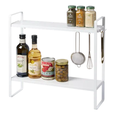 Yamazaki Home Two-tier Countertop Rack, Steel In White