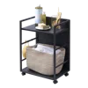Yamazaki Home Two-tier Hideaway Storage Cart, Steel, Wheels, Adjustable Tiers In Black