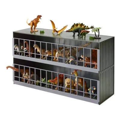 Yamazaki Home Two-tier Toy Dinosaur And Animal Display Storage Rack, Children's Toy Bin Organizer In Black