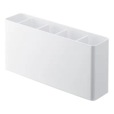 Yamazaki Home Utensil And Thin Cutting Board Holder, Steel, Utensil Holder In White