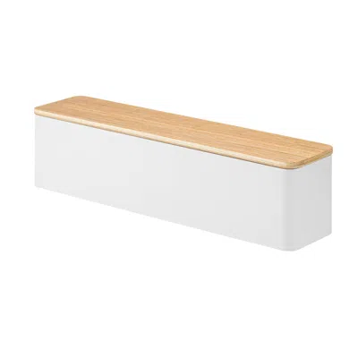 Yamazaki Home Utensil Case, Plastic + Wood, Lid, No Assembly In Grey