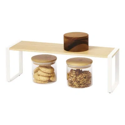 Yamazaki Home Wide Kitchen Rack - Shelf Storage Organizer., Steel + Wood In Natural;white