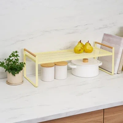 Yamazaki Home Wired Organizer Rack - Kitchen Storage Shelves, Steel + Wood In Yellow Pear