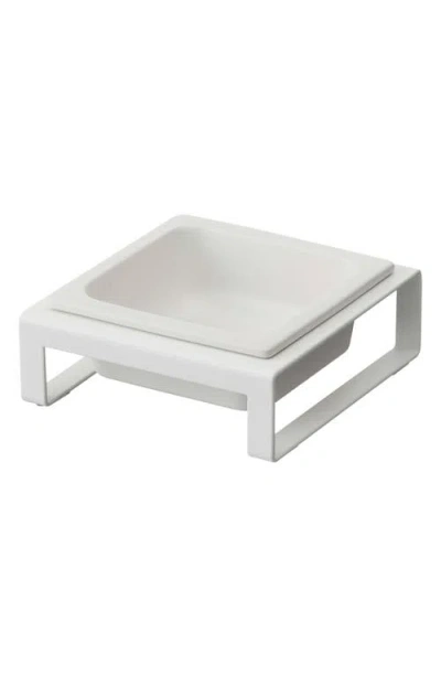 Yamazaki Pet Food Bowl & Short Stand In White