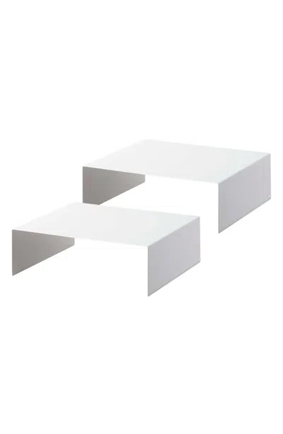Yamazaki Set Of 2 Riser Shelves In White