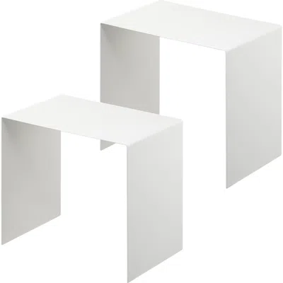 Yamazaki Set Of 2 Riser Shelfves In White