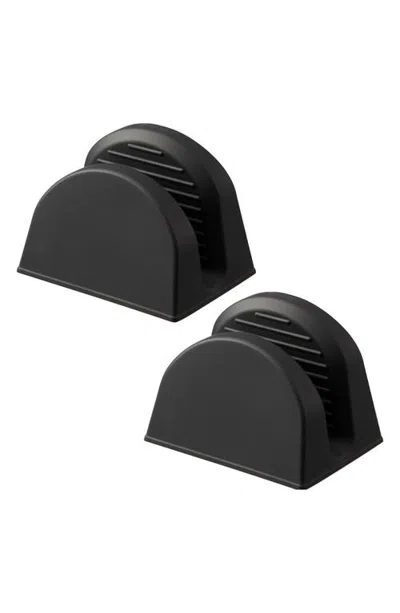Yamazaki Set Of 2 Silicone Magnetic Pot Holders In Black