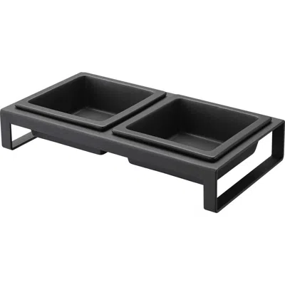 Yamazaki Short Elevated Double Bowl Pet Diner In Black