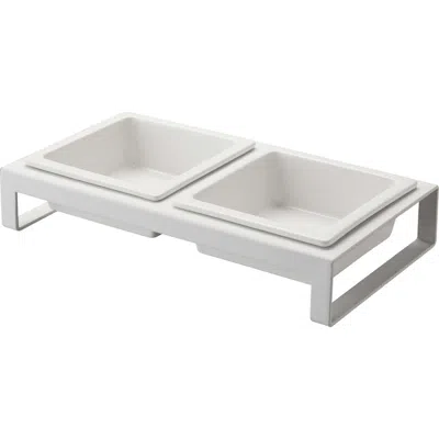 Yamazaki Short Elevated Double Bowl Pet Diner In White