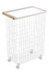 Yamazaki Slim Rolling Laundry Hamper In White