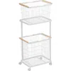 Yamazaki Tosca Rolling Laundry Cart & Baskets Set In White