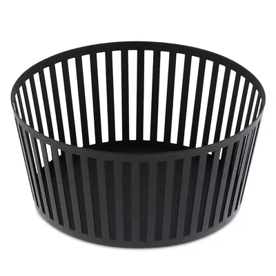 Yamazaki Tower Striped Steel Fruit Basket In Black