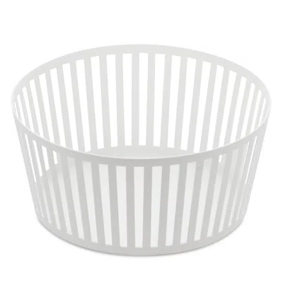 Yamazaki Tower Striped Steel Fruit Basket In White