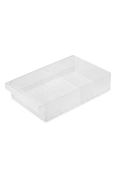 Yamazaki Wide Fridge Organizer Bin In Transparent