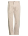 Yan Simmon Man Pants Beige Size 36 Cotton, Elastane In Sand