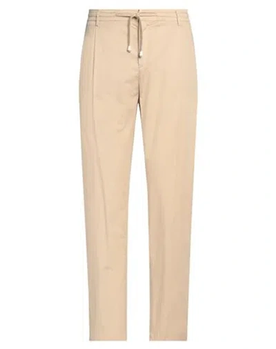 YAN SIMMON YAN SIMMON MAN PANTS BEIGE SIZE 40 COTTON, LYCRA, ELASTANE