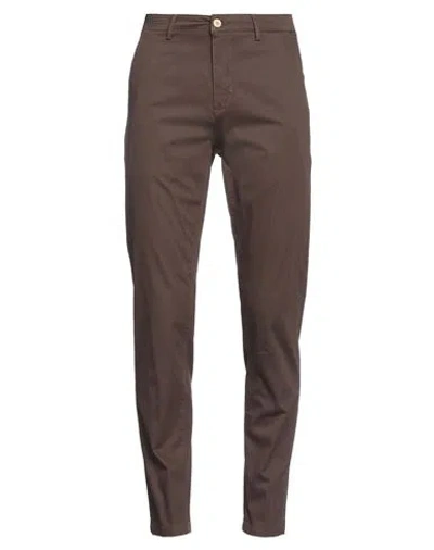 Yan Simmon Man Pants Brown Size 40 Cotton, Elastane