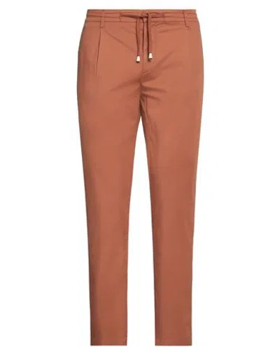 YAN SIMMON YAN SIMMON MAN PANTS BROWN SIZE 38 COTTON, LYCRA, ELASTANE