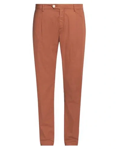 Yan Simmon Man Pants Brown Size 40 Cotton, Lycra, Elastane