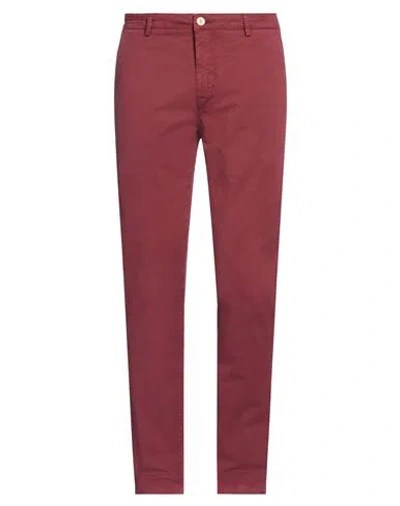 Yan Simmon Man Pants Burgundy Size 38 Cotton, Elastane In Red