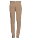 Yan Simmon Man Pants Camel Size 34 Cotton, Elastane In Beige