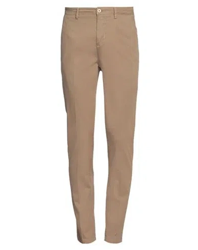 Yan Simmon Man Pants Camel Size 34 Cotton, Elastane In Beige