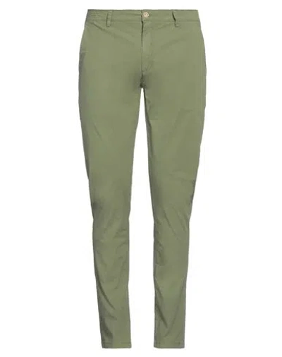 Yan Simmon Man Pants Military Green Size 36 Cotton, Elastane