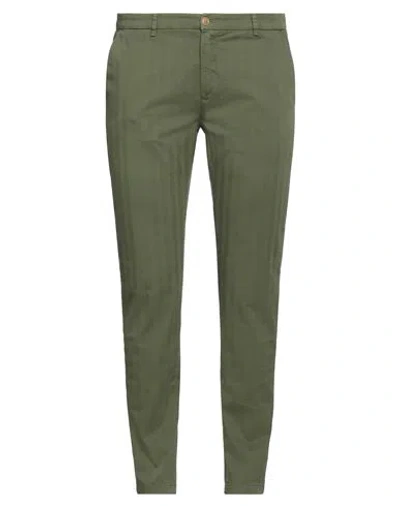 Yan Simmon Man Pants Military Green Size 38 Cotton, Elastane