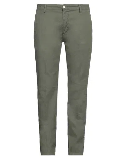 Yan Simmon Man Pants Military Green Size 40 Cotton, Elastane