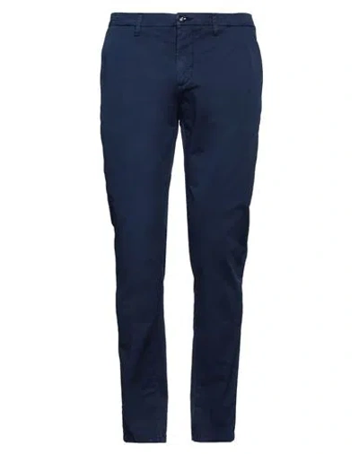 Yan Simmon Man Pants Navy Blue Size 38 Cotton, Elastane In Navy Blue
