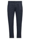 Yan Simmon Man Pants Navy Blue Size 34 Cotton, Linen, Elastane In Navy Blue