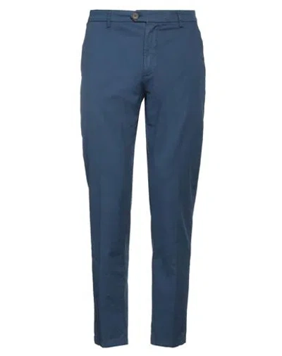 Yan Simmon Man Pants Navy Size 40 Cotton, Linen, Elastane In Navy Blue