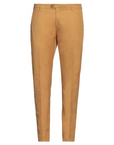Yan Simmon Man Pants Ocher Size 30 Cotton, Linen, Elastane In Yellow
