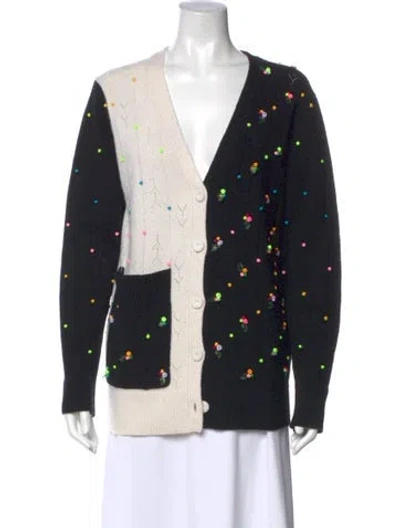 Pre-owned Yan Yan Knits Lambswool Printed Sweater In Black