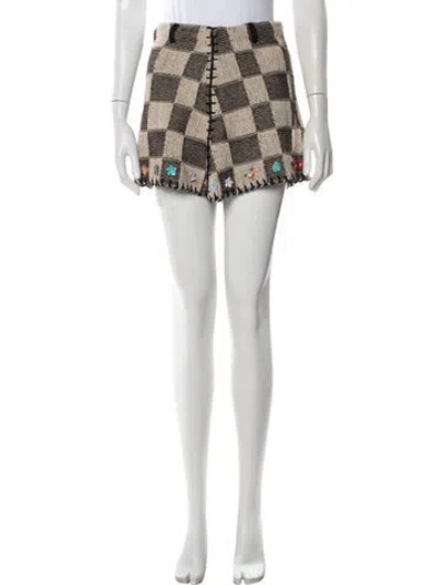 Pre-owned Yan Yan Knits Plaid Print Mini Skirt W/ Tags In Neutral