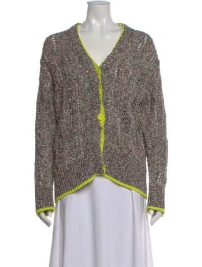 Pre-owned Yan Yan Knits Tweed Pattern V-neck Sweater In Multi
