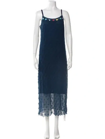 Pre-owned Yan Yan Knits Wool Long Dress W/ Tags In Blue