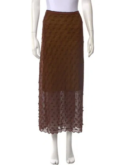 Pre-owned Yan Yan Knits Wool Midi Length Skirt W/ Tags In Brown