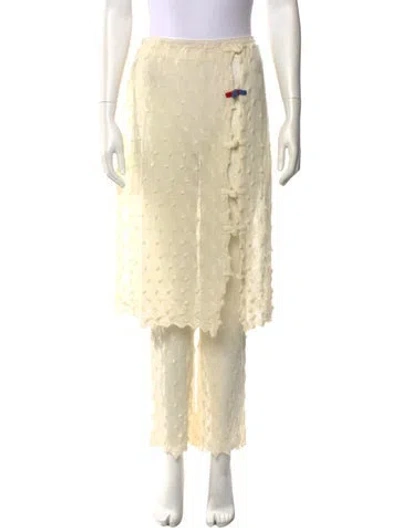 Pre-owned Yan Yan Knits Wool Straight Leg Pants W/ Tags In Neutral