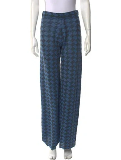 Pre-owned Yan Yan Knits Wool Wide Leg Pants W/ Tags In Blue