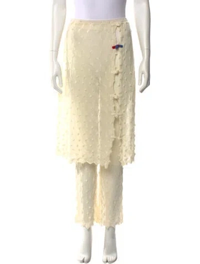 Pre-owned Yan Yan Knits Wool Wide Leg Pants W/ Tags In Neutral