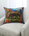 Yana Movchan Black Spotted Panther Silk Pillow In Multi
