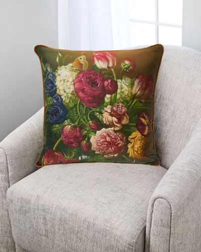 Yana Movchan Floral With Shells & Petals Silk Pillow