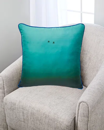 Yana Movchan Fly On The Wall Turquoise Silk Pillow
