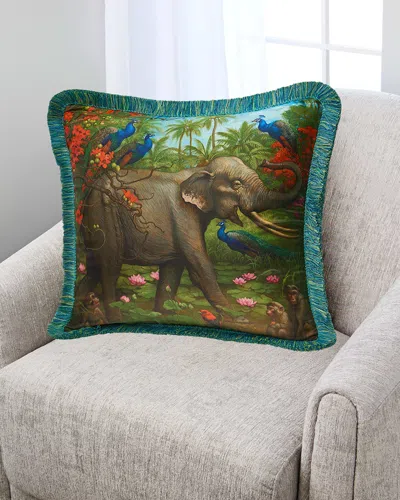 Yana Movchan Jungle Of Happiness Silk Pillow In Multi