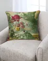 Yana Movchan Monkey With Dancing Flowers Silk Pillow