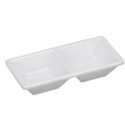 Yanco 2 Compartment Melamine Condiment Server In White
