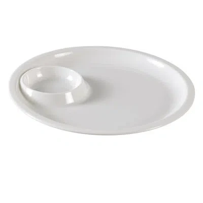 Yanco Accessaries Compartment Round 10" Diameter Melamine Divided Serving Dish In White