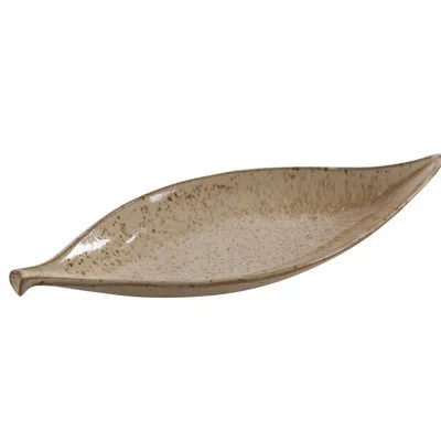 Yanco Agate Leaf Shape 12" Dinner Plate In Beige